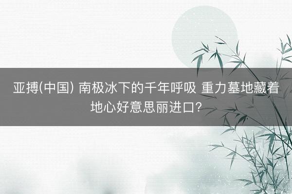 亚搏(中国) 南极冰下的千年呼吸 重力墓地藏着地心好意思丽进口?