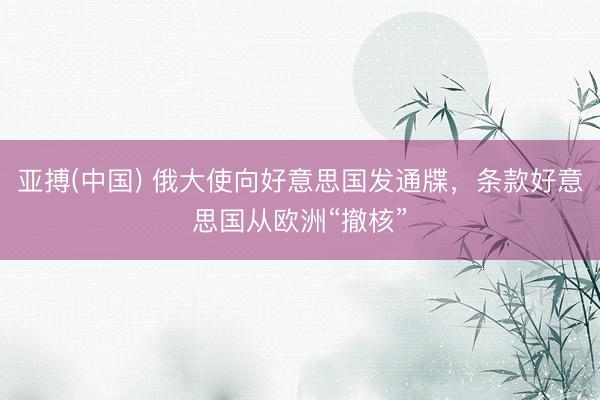 亚搏(中国) 俄大使向好意思国发通牒，条款好意思国从欧洲“撤核”