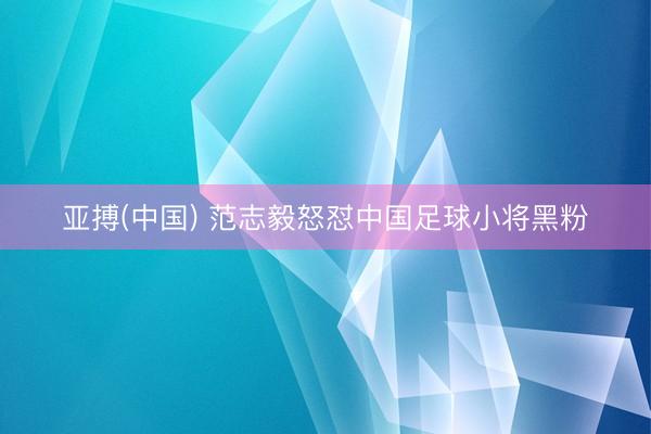亚搏(中国) 范志毅怒怼中国足球小将黑粉