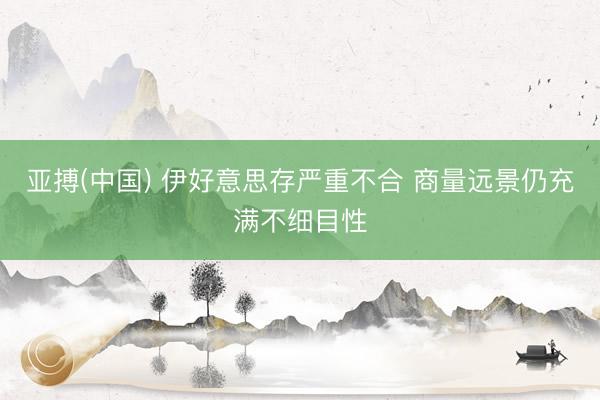 亚搏(中国) 伊好意思存严重不合 商量远景仍充满不细目性