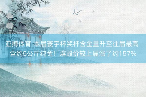 亚搏体育 本届寰宇杯奖杯含金量升至往届最高 含约5公斤纯金!熔毁价较上届涨了约157%
