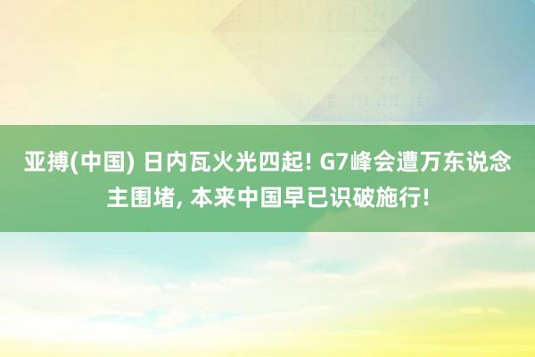 亚搏(中国) 日内瓦火光四起! G7峰会遭万东说念主围堵, 本来中国早已识破施行!