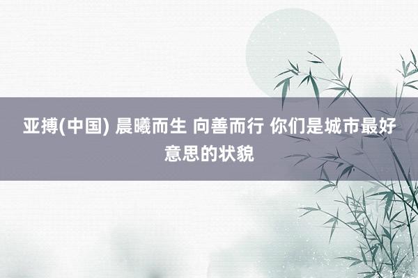 亚搏(中国) 晨曦而生 向善而行 你们是城市最好意思的状貌