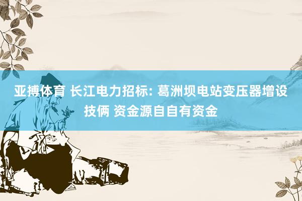 亚搏体育 长江电力招标: 葛洲坝电站变压器增设技俩 资金源自自有资金
