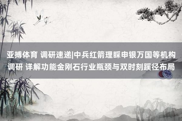亚搏体育 调研速递|中兵红箭理睬申银万国等机构调研 详解功能金刚石行业瓶颈与双时刻蹊径布局